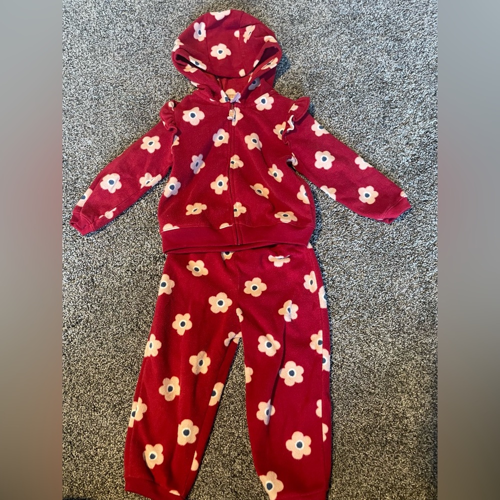Carter's Red Floral Fleece Set